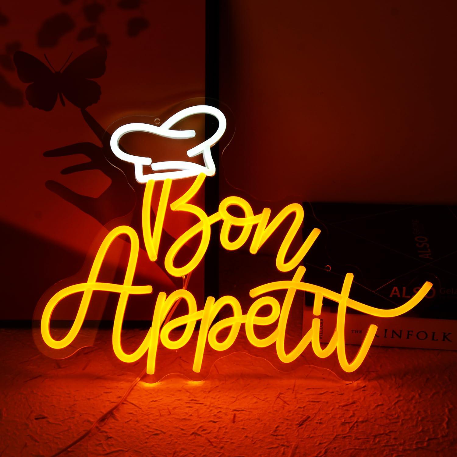 Bon Appetit Chef Hat Neon Sign - Home Kitchen & Bathroom ulasan dan harga