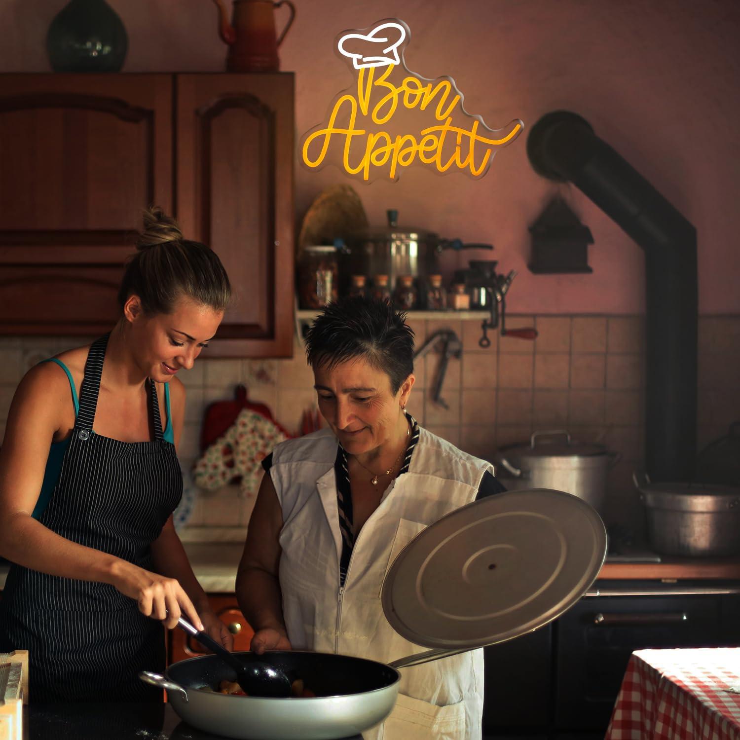 Bon Appetit Chef Hat Neon Sign - Home Kitchen & Bathroom ulasan dan harga