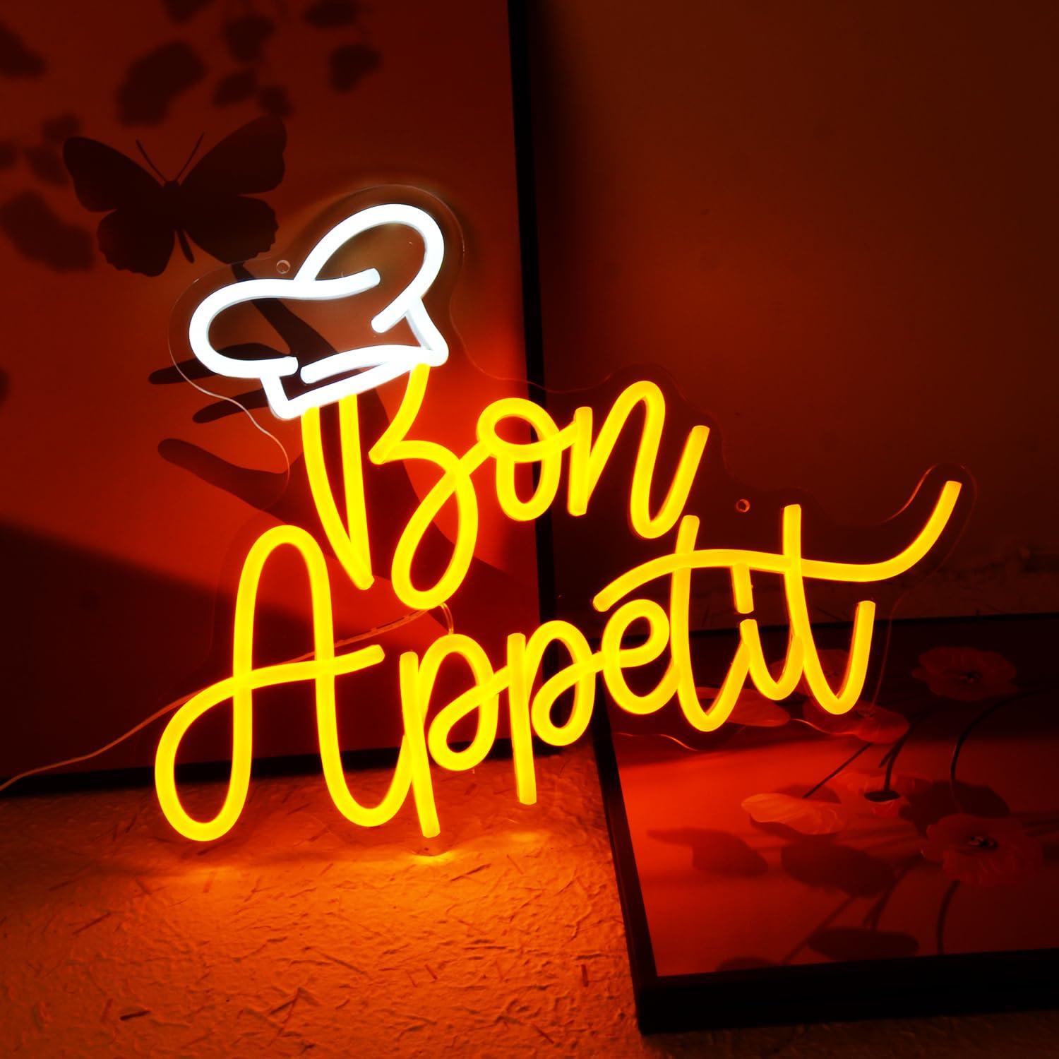 Bon Appetit Chef Hat Neon Sign - Home Kitchen & Bathroom ulasan dan harga