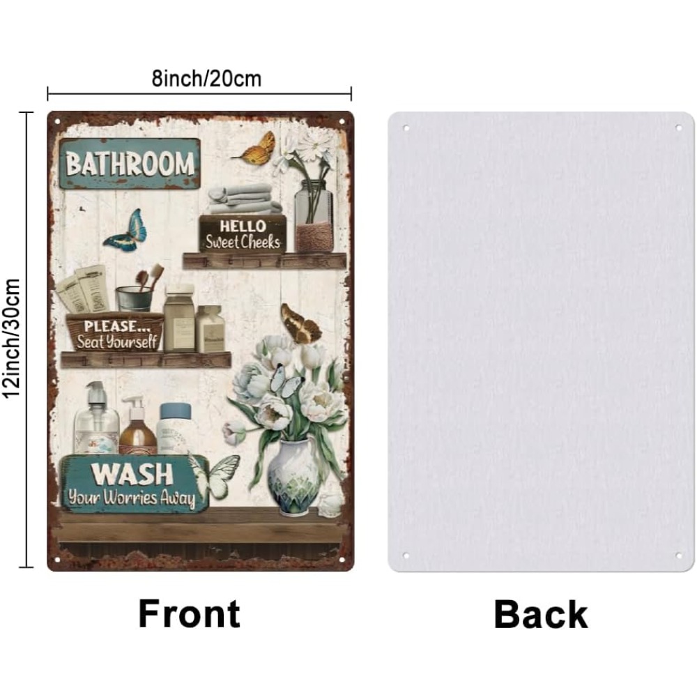 Bathroom Floral Tin Signs Vint - Home Bathroom Wall Decor ulasan dan harga