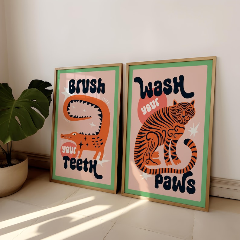 2pcs/set Tiger Wash Your Paws  - Home Bathroom Set ulasan dan harga
