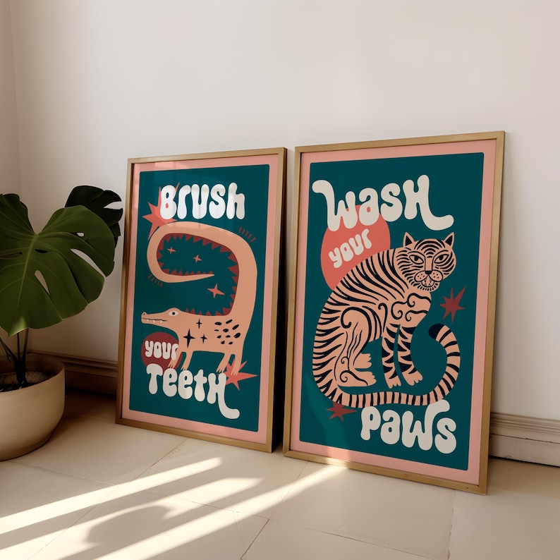 2pcs/set Tiger Wash Your Paws  - Home Bathroom Set ulasan dan harga